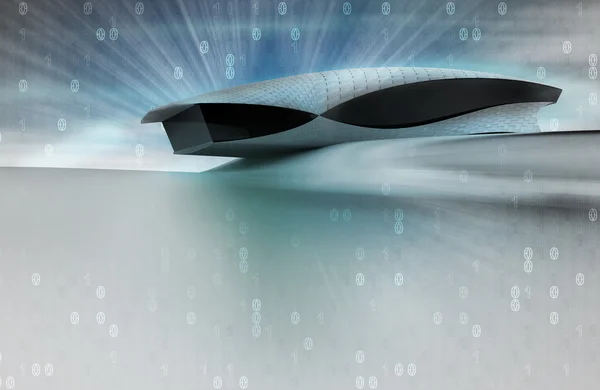 Conception de l'architecture en verre en acier dans l'avenir informatique — Photo