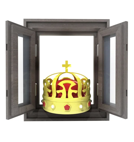 Отдельное открытое окно в королевскую концепцию бизнеса — стоковое фото