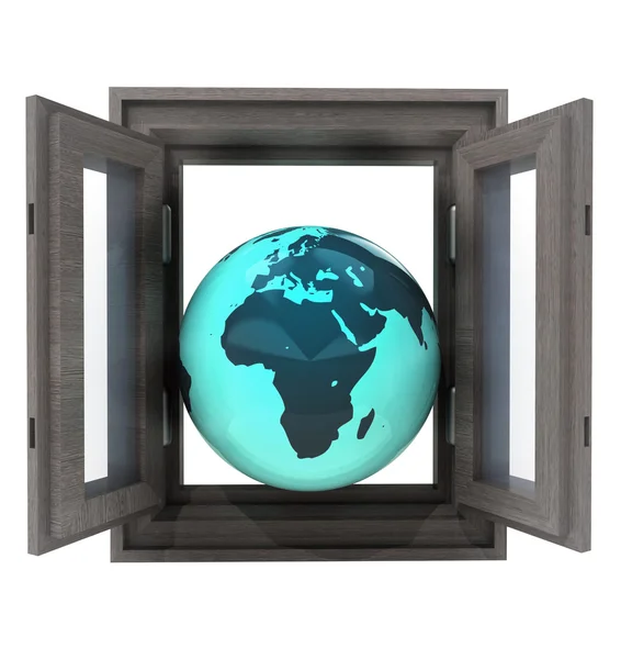 Isolated window opened to African countries travel — Stock Photo, Image