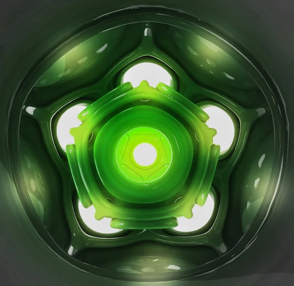 Groene abstract vormige drie dimensionale decoratie — Stockfoto