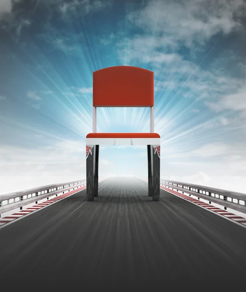 Free chair seat on race track way with sky flare — Stock Photo, Image