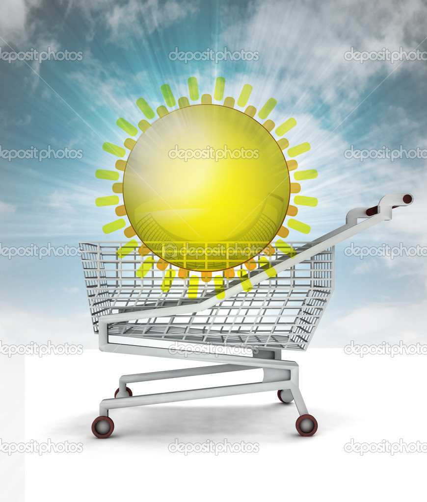 bought holiday trip in shopping cart with sky