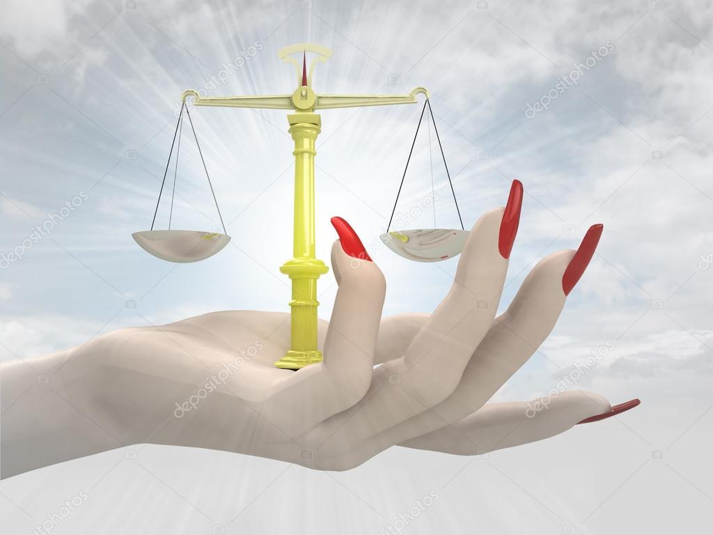 golden justice weight in women hand render