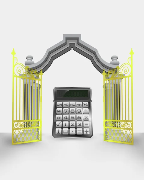 Golden gate ingang met zakelijke berekening vector — Stockvector