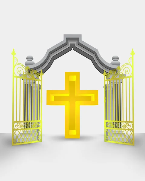 Golden gate entrance with holy cross vector — Stock Vector