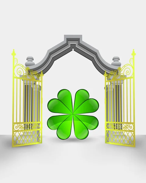 Golden gate entrance with cloverleaf happiness vector — Stock Vector