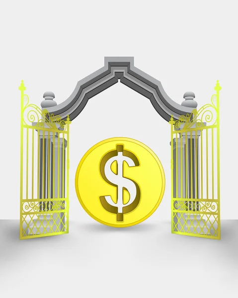 Golden gate entrance with Dollar currency coin vector — Stock Vector