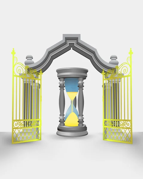 Goldenes Tor Eingang mit Sanduhr Countdown-Vektor — Stockvektor