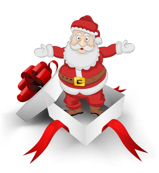 红丝带包裹圣诞老人贺卡矢量包装盒 — 图库矢量图片