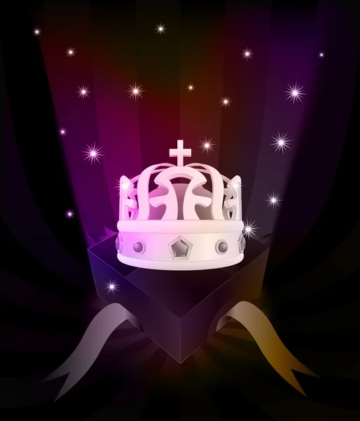 Gift revelation with crown at glittering stars vector — Stock Vector