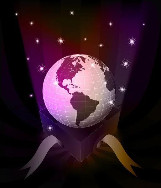 Révélation de cadeau avec l'Amérique globe à scintiller étoiles vecteur — Image vectorielle