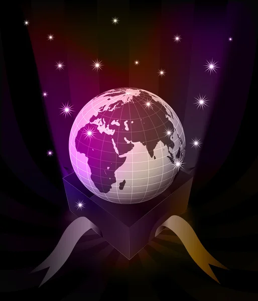 Révélation de cadeau avec le globe africain à scintiller étoiles vecteur — Image vectorielle