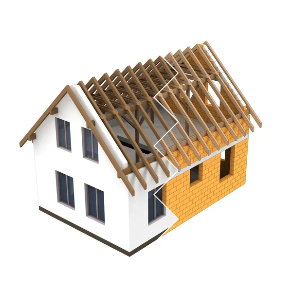 Isolated house construction design zigzag transition — Stock Photo, Image