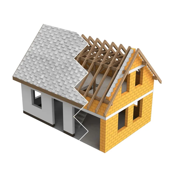 Roofing construction house design zigzag transition — Stock Photo, Image