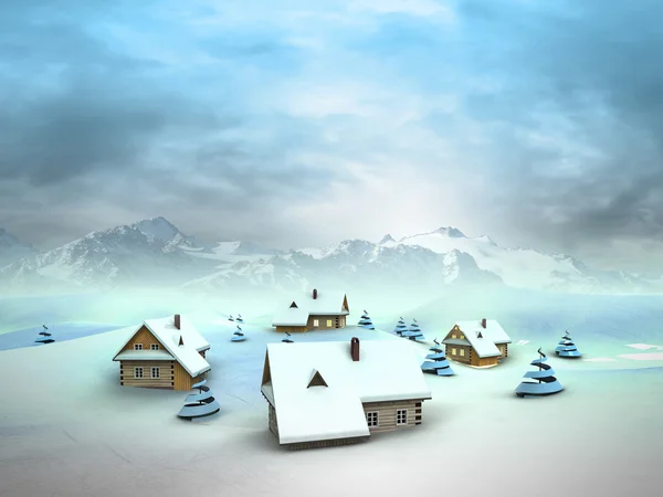 Zimowa wioska — Zdjęcie stockowe