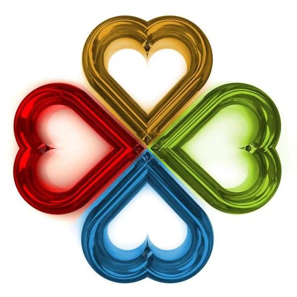 Four colored hearts shape — Stock Photo, Image