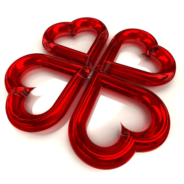 Cztery czerwone serce kształt — Zdjęcie stockowe