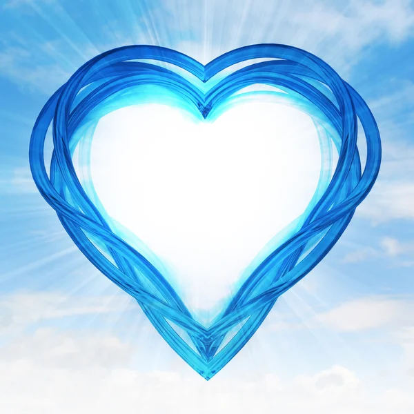 Blue glassy gevormde hart — Stockfoto