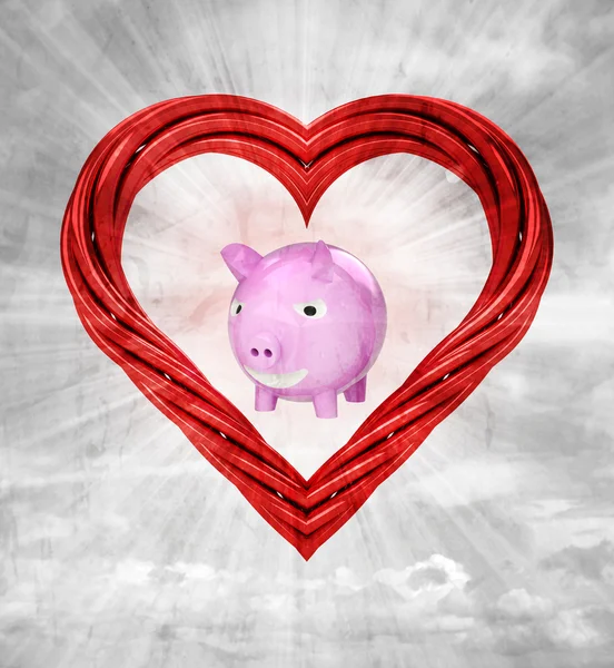 Piros cső alakú szív — Stock Fotó