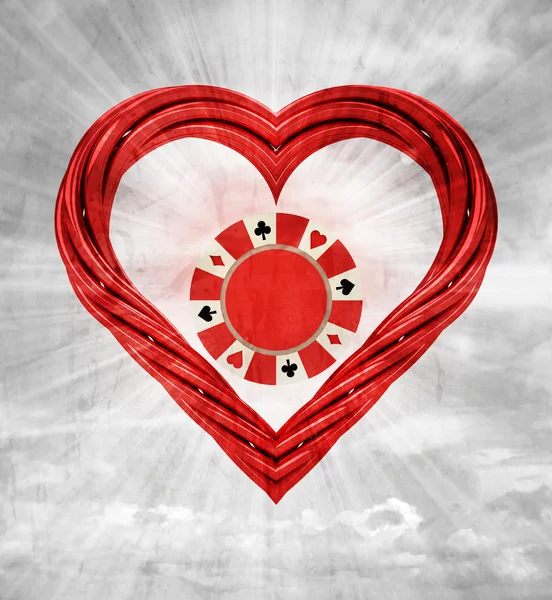Rotes pfeifenförmiges Herz — Stockfoto