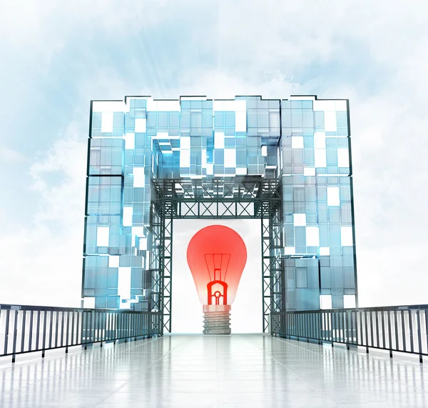 Red bulb under gateway building — Stock Photo, Image