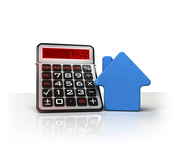 Blå huset med negativa affärsberäkningar — Stockfoto