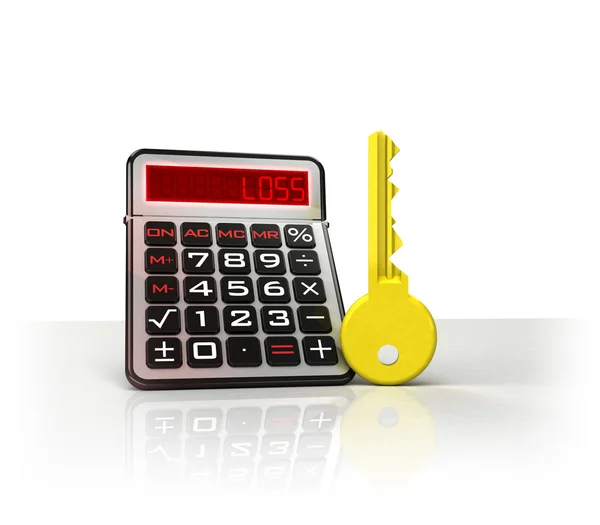 Golden key to break negative business calculations — Stock Photo, Image