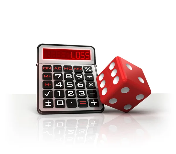 Red dice with negative business calculations — Stock Photo, Image