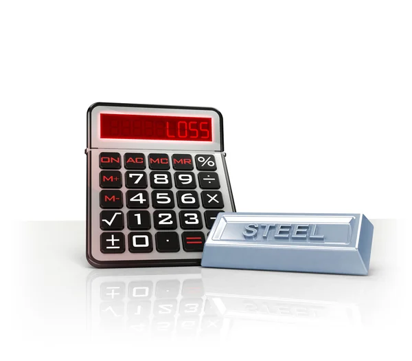 Steel merchandise with negative business calculations — Stock Photo, Image