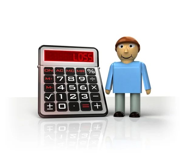 Man with negative business calculations — Stock Photo, Image