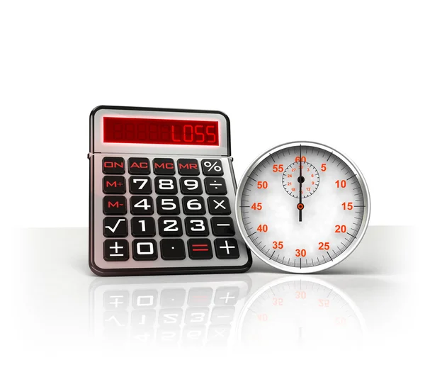 Stopwatch with negative business calculations — Stock Photo, Image