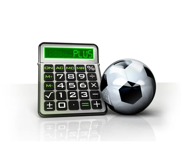 Soccer ball with positive business calculations — Stock Photo, Image
