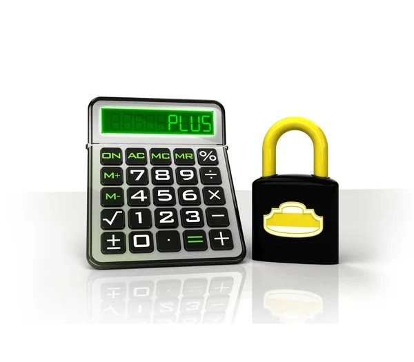 Closed padlock with positive business calculations — Stock Photo, Image