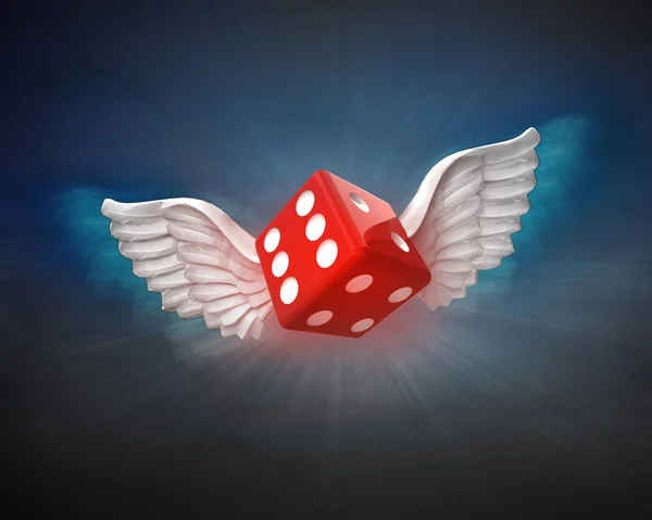 Lucky dice with angelic wings — Stock Photo, Image