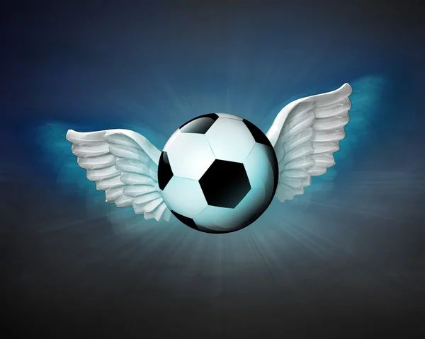 Voetbal met engelachtige vleugels — Stockfoto