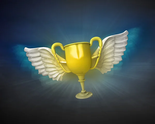 Champion cup with angelic wings — Stock Photo, Image