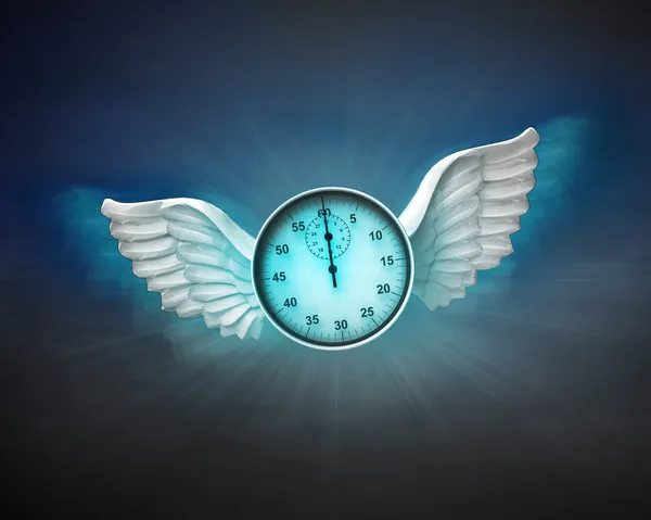 秒表与天使的翅膀 — 图库照片