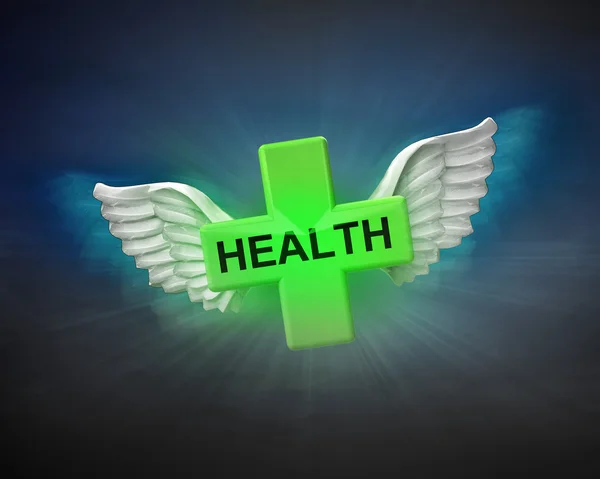 Gesundheit Kreuz mit Engelsflügeln — Stockfoto