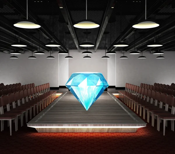 Big diamond jewel situated on fashion podium — Stock Photo, Image