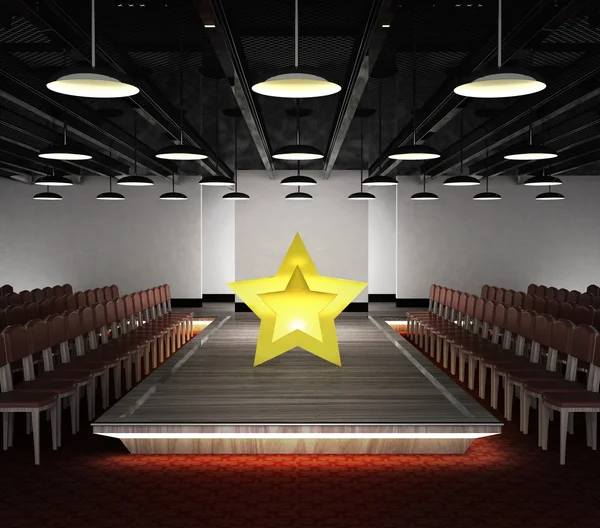 Estrella dorada situada en el podio de la moda —  Fotos de Stock