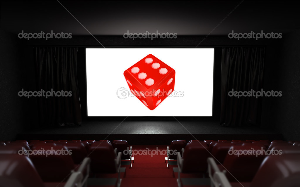 empty cinema auditorium with fortune advertisement on the screen