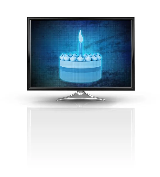 Torta magica su blu nuovo schermo moderno isolato su bianco — Foto Stock