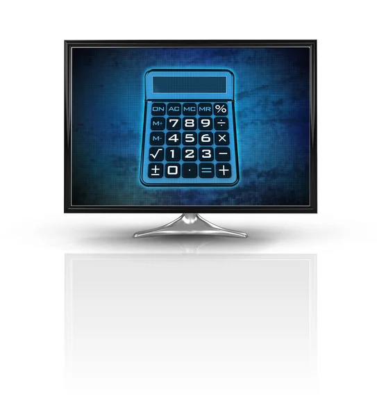 Calculatrice magique sur bleu nouvel écran moderne isolé sur blanc — Photo
