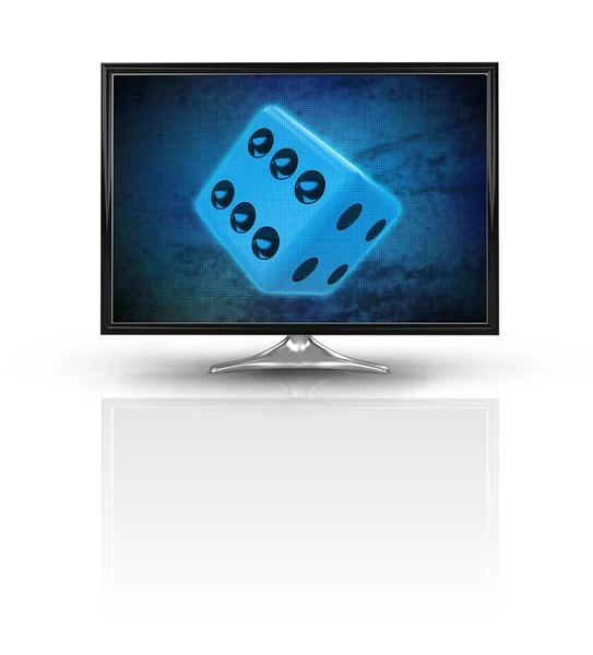 Zauberwürfel auf blauem neuen modernen Bildschirm isoliert auf weißem Hintergrund — Stockfoto