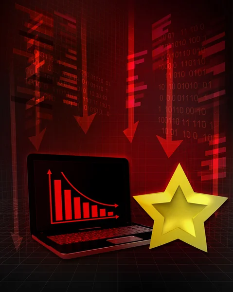 Golden star with negative online results in business — Stock Photo, Image