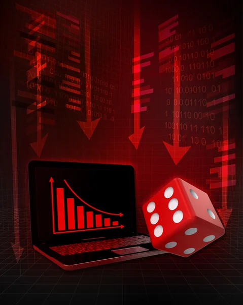 Red dice with negative online results in business — Stock Photo, Image