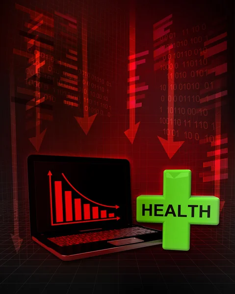 Cruzamento de saúde com resultados on-line negativos no negócio — Fotografia de Stock