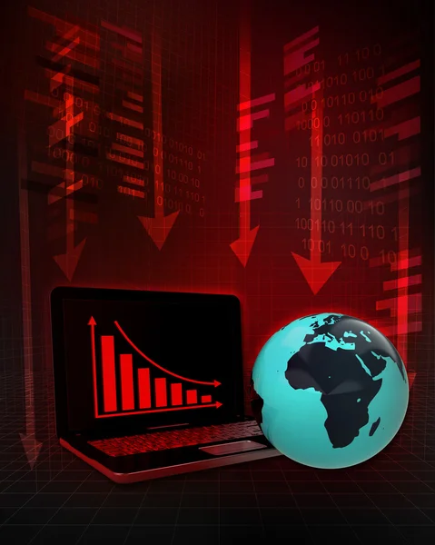 Africa earth globe with negative online results in business — Stock Photo, Image