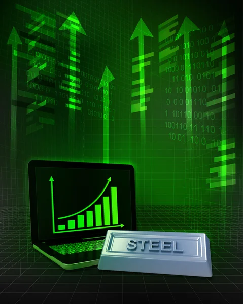 Steel commodity with positive online results in business — Stock Photo, Image