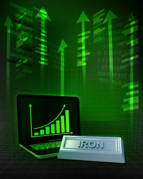 Iron commodity with positive online results in business — Stock Photo, Image